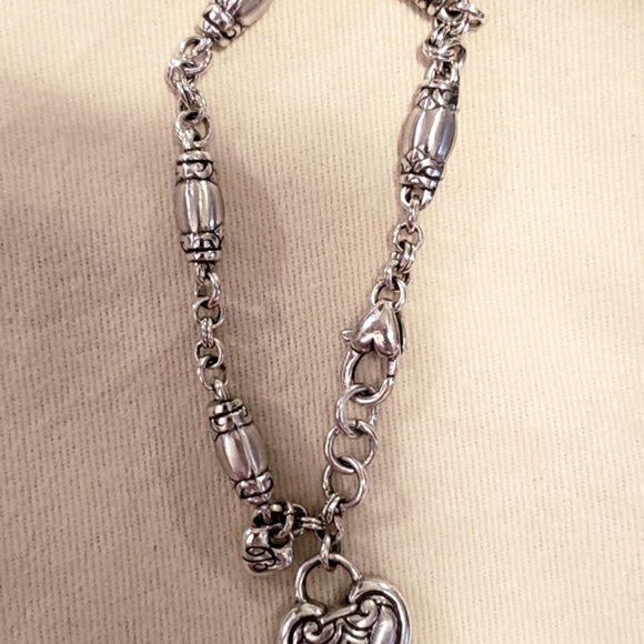 BRIGHTON (Retired) Blair Barrel Link Heart Charm Bracelet - Picture 2 of 6